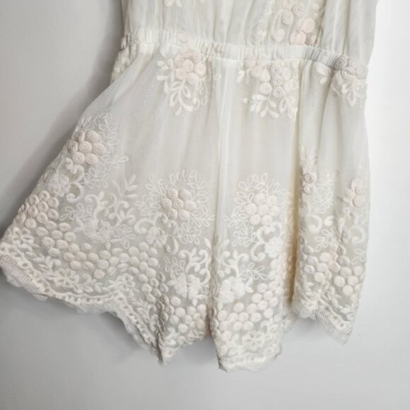 BHLDN Yoanna Baraschi Sunita White Boho Lace Bridal Short Romper Size M - Picture 11 of 16